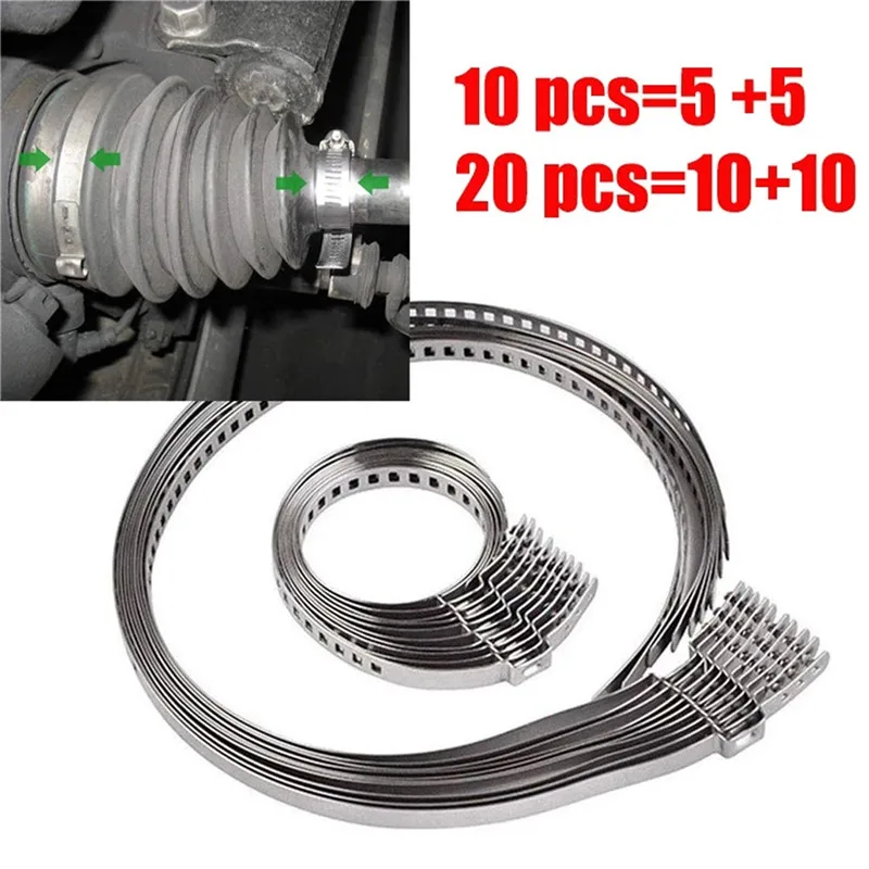 10/20Pcs Universal Stainless Steel Axle CV Joint Boot Crimp Clamp Kit Driveshaft - £9.99 GBP+