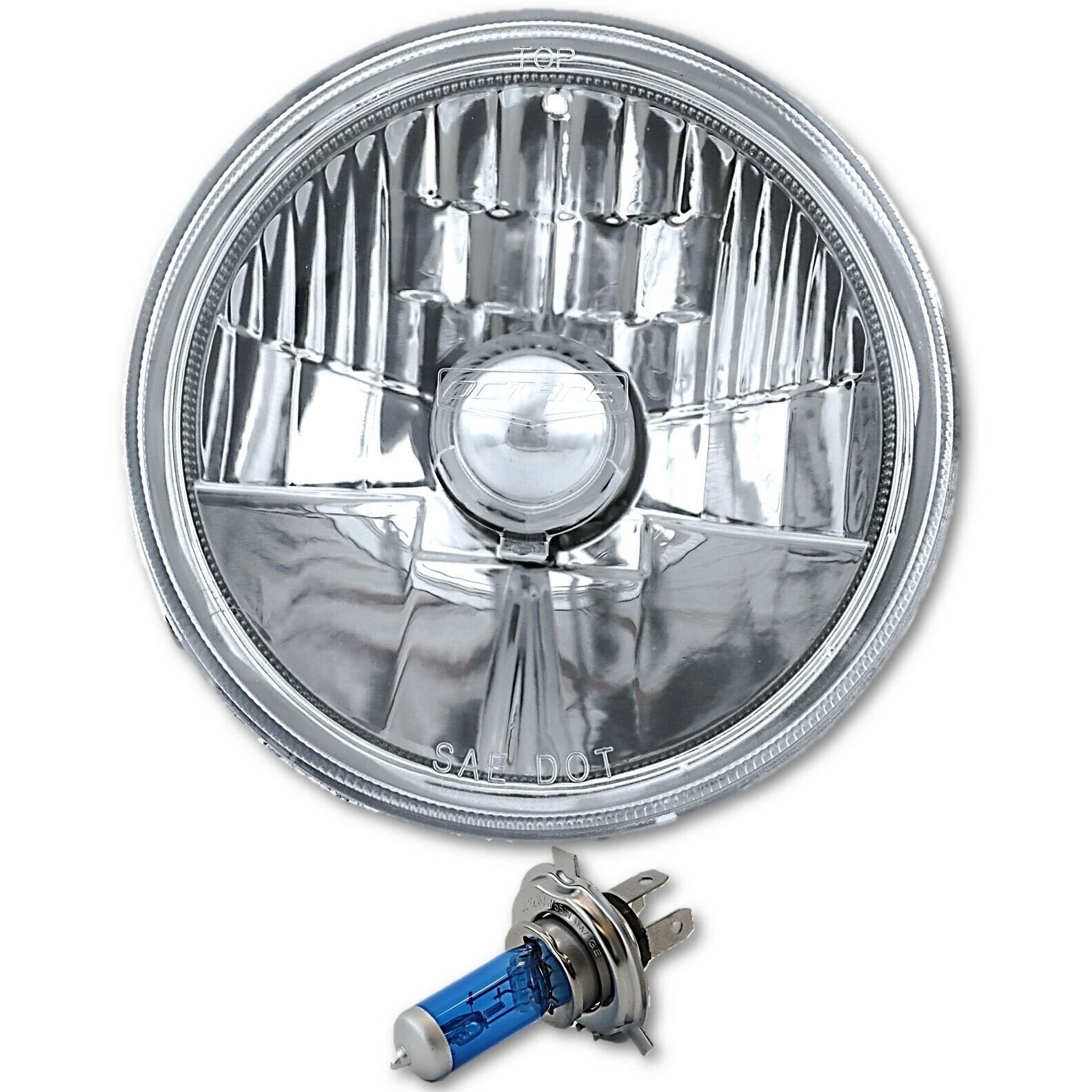 5-3/4 Motorcycle Halogen Headlight Headlamp Diamond Crystal Clear H4 Bul... - $24.95