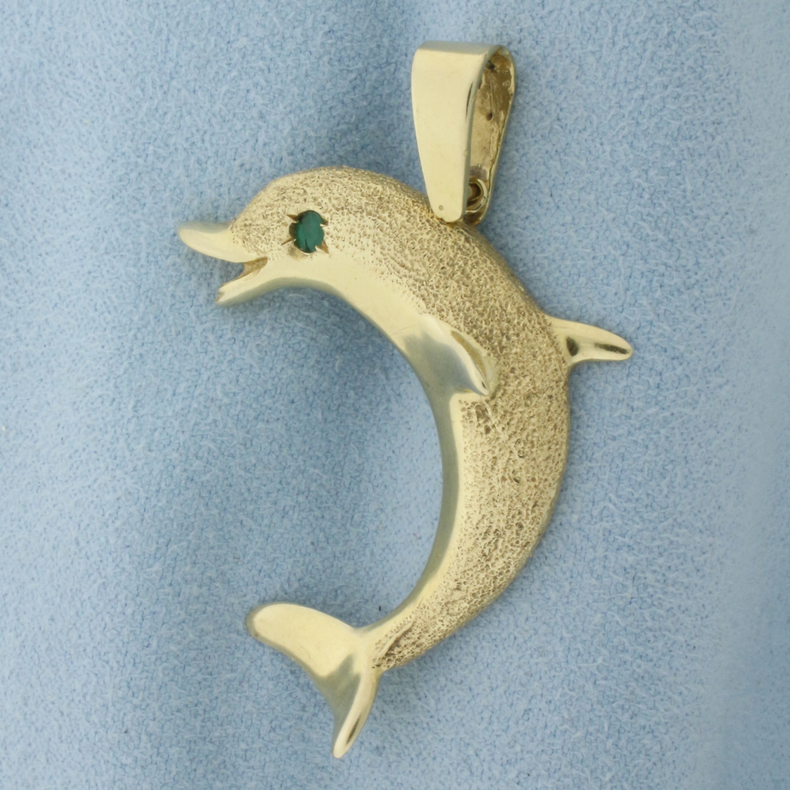 Dolphin Pendant Emerald Eye in 14k Yellow Gold - $921.25