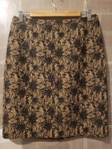Talbots Skirt Womens Size 8 Gold Black Floral Pattern Design - £11.82 GBP