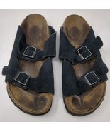 Birkenstock Arizona Black Suede Leather Strap Sandals Women’s 9 Men’s 7 ... - £31.15 GBP