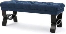 Scarlett Fabric Ottoman Bench, Dark Blue, By Christopher Knight Home. - £103.06 GBP