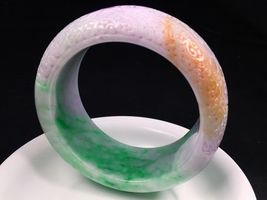 58mm Wide Size Vintgae Emerald Icy 3 Colors Jadeite Jade Bracelet Bangle... - £3,695.86 GBP