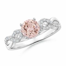 ANGARA Solitaire Round Morganite Infinity Ring with Diamond Accents - £735.41 GBP