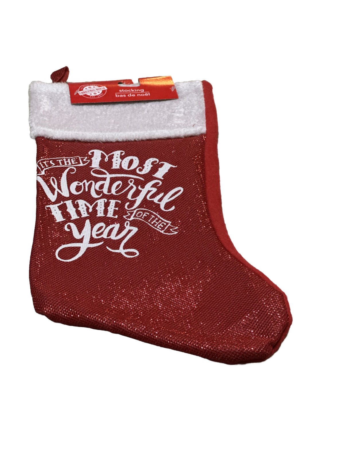Christmas Home It Is The Most Wonderful Time Of The Year Stocking 18 Inches - $12.52