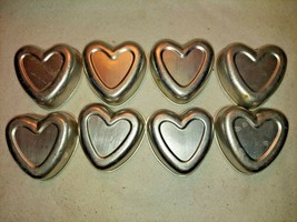 Lot Of 8 Vintage Aluminum Heart Shaped Jello Tart Or Cake Mold Set - £18.26 GBP