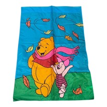 Disney Winnie the Pooh &amp; Piglet Applique Garden Flag 42 x 28 Fall Autumn Leaves - £15.64 GBP