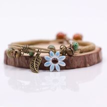 [Jewelry] Ceramic Flower Bead DIY Rope Chain/Bracelet for Girl/Friendship/Sister - £6.38 GBP