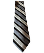 Covington Silk Tie 100% Silk Black Gray Striped Necktie Designer - $16.93 CAD