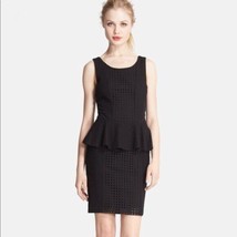 Rachel Zoe Paola Cotton Eyelet Peplum Dress in Black Cotton $375, Sz 6, ... - £67.01 GBP