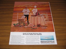 1964 Print Ad American Export &amp; Isbrandsten Lines Cruise Ships Chef Wine... - $14.10