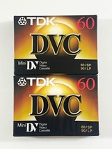 LOT OF 2 TDK Mini DV DVC60 Camcorder Video Cassette Tape Recordable 60 M... - £6.71 GBP