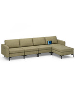 Modular L-shaped Sectional Sofa with Reversible Ottoman and 2 USB Ports-... - $780.71