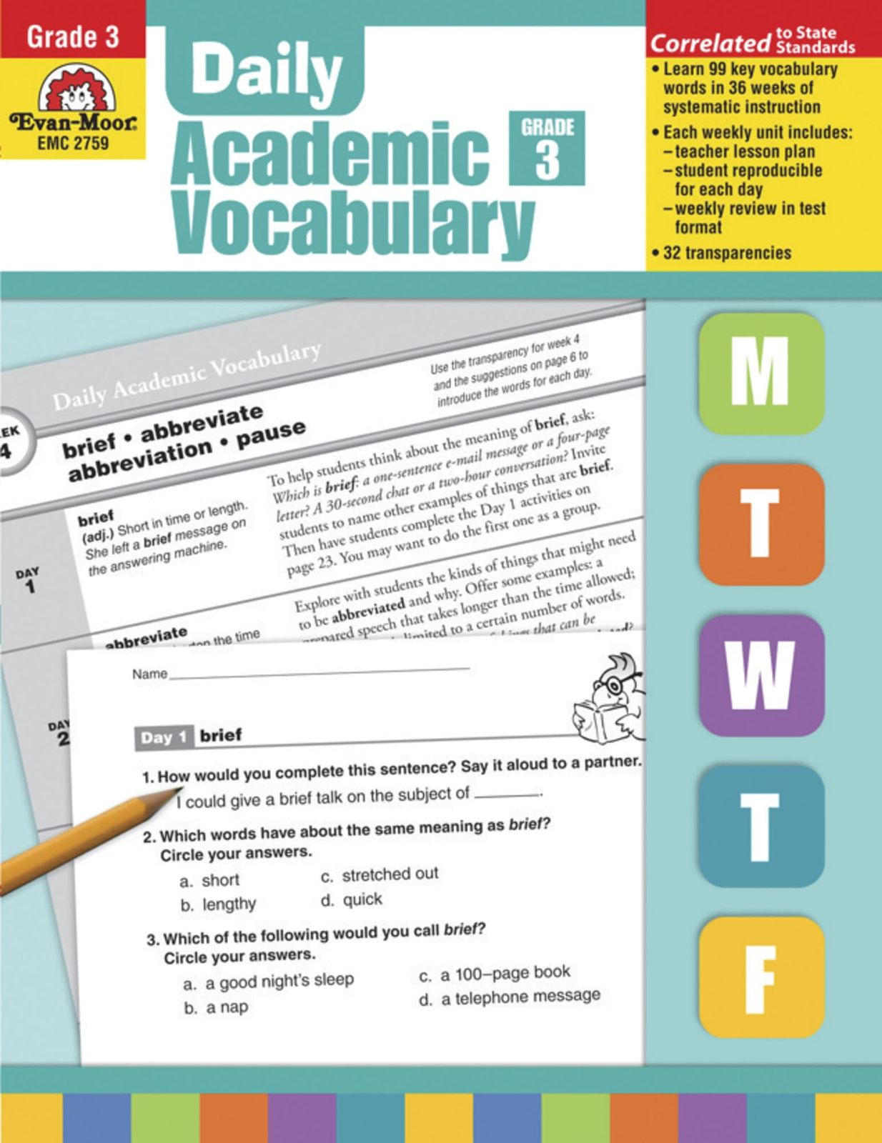 Evan-Moor Daily Academic Vocabulary, Grade 3, Teachers Edition - $9.60