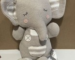 LIVING TEXTILES Knitted Theodore Elephant Gray Plush lovey Rattle VGC 14&quot; - £11.85 GBP