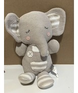 LIVING TEXTILES Knitted Theodore Elephant Gray Plush lovey Rattle VGC 14&quot; - $14.80