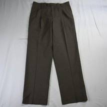Rendezvous Ballin 34 x 34 Brown Plaid Pleated Cuffed Wool Mens Dress Pants - £15.97 GBP