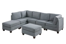 Hague 7-Piece Modular Sectional with Chaise in Grey Fabric - £1,306.76 GBP