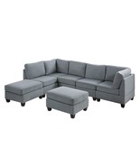 Hague 7-Piece Modular Sectional with Chaise in Grey Fabric - £1,307.24 GBP