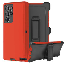 Solid Rugged Shockproof Heavy Duty Case With Clip RED/BLACK For Samsung S23 ULTR - £6.56 GBP