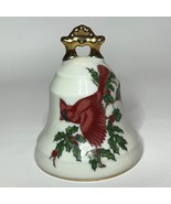 Lefton Bone China Decorative Bell with Cardinal &amp; Gold Handle - $17.82