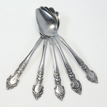 National Rose and Leaf Oval Soup Spoons 7 1/2&quot; Lot of 5 Stainless - £15.12 GBP