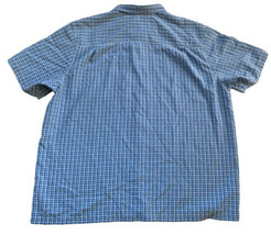 The North Face Traverse Shirt Blue Plaid Short Sleeve Zip Pocket Button Up XXL - $33.24