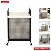 Elegant 90L Rolling Laundry Hamper with Washable Liner - Effortless Orga... - $89.05