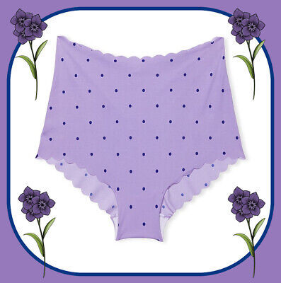 Primary image for M Purple Navy Dot Scallop NOSHOW Seamless Victorias Secret HighWaist Brief Panty