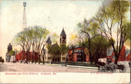Vtg Postcard Broadway and Fifth Street, Hannibal,MO, Early Street Scene, PM 1907 - £6.62 GBP