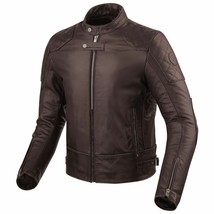 Custom Men Dark Brown Motor Bike Front Zipper Genuine Leather Safety Pad jacket - £124.01 GBP