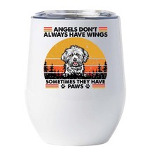 Funny Angel Lhasa Apso Dogs Have Paws Wine Tumbler 12oz Gift For Dog Mom, Dad - $22.72
