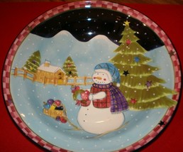 Laurie Gates Large Serving Bowl Pottery Holiday Snowman 14/4&quot; Xmas - $59.00