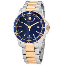 MOVADO 2600149 Series 800 Two Tone Blue Dial Stainless Steel Men&#39;s Watch - £553.58 GBP