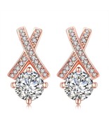 18K Rose Gold Plated Diamond Earring FREE Shipping Worldwide. - $39.99