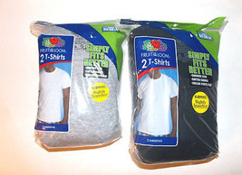 Fruit of the Loom 2 Pack T-Shirts  Black Or  Gray Size 3XL 54-56 NIP - £11.77 GBP