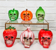 Garlic Bell Pepper Tomato Strawberry Pumpkin Bitter Melon Mini Skulls Set of 6 - £22.51 GBP