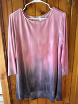 Linea by Louis Dell&#39;Olio Women&#39;s Medium 3/4 Sleeve Tunic Ombre Pullover Top - $25.00
