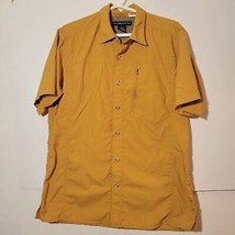 Men&#39;s Exofficio nylon Button up Short Sleeve hiking shirt in Ochre yellow size L - £18.13 GBP