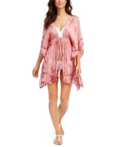 Raviya Drawstring-Tie Kimono Deep V Neck Crochet Swimsuit Cover Up, Size Small - £16.28 GBP