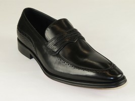 Men Leather Dress Shoes GIOVANNI Slip on Classic European KRIS Black - £39.50 GBP