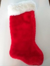 Red Christmas Stocking 20&quot; Plush White Cuff - £12.63 GBP