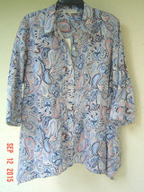 Nwt Jones New York Blue Linen Tunic Blouse Size M $79 - £31.89 GBP
