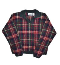 Paul Harris Design Sweater Womens M Mohair Pullover Plaid Collared PHD Green - £20.23 GBP