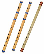Handmade Bamboo Flute Beautiful Bansuri Wooden Scale A B  C Set Of 3 - £11.77 GBP