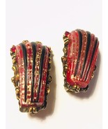 Vintage Selro Selini Style Earrings 50s Auntie Mame Retro Red Gold Fleck... - $41.14 CAD
