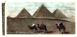 Lot 2 Cairo Egypt Pyramids of Gizeh Palm Trees Camels Postcard 3 x 6 - £20.71 GBP