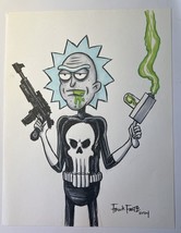 Original Art Punisher As Rick &amp; Morty Original Drawing By Frank Forte Co... - £51.28 GBP