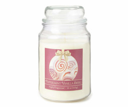 NEW Peppermint Vanilla Swirl Scented Candle 22 oz glass jar w/ lid single wick - £8.73 GBP