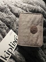 KIPLING dusty taupe  Credit Card, Coin Nylon Compact Wallet 4” x 3.5&quot; - $32.37